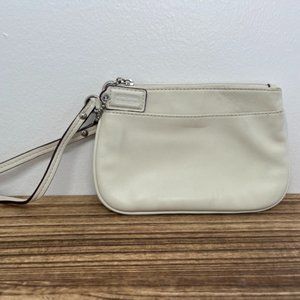 White leather Coach wristlet